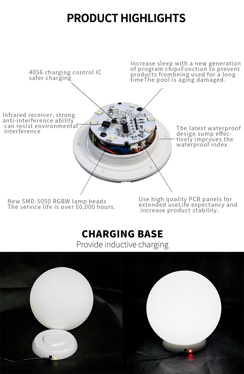 Lawn Lamp Floor Light Bulb Remote Control LED Luminous Ball Lamp Landscape Floor Lamp 16 Colors Outdoor Landscape Lamp