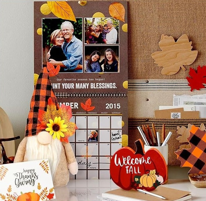 Fall Gnome Tiered Tray Decorations Set Farmhouse Pumpkin Decor Autumn Maple Leaf Table Centerpieces With Fall String Lights Thankgiving Day Fall Greeting Card Autumn Harvest Decorations