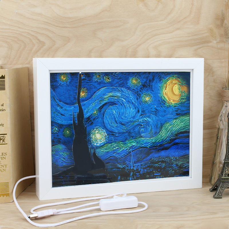 3D Light And Shadow Paper-cut Lamp Desktop Decoration