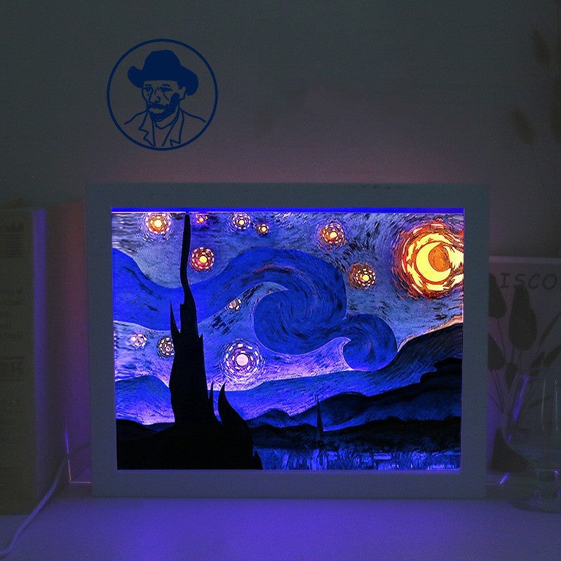 3D Light And Shadow Paper-cut Lamp Desktop Decoration