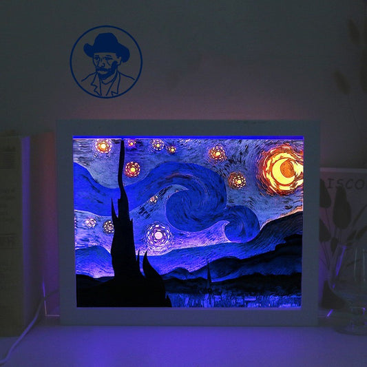 3D Light And Shadow Paper-cut Lamp Desktop Decoration